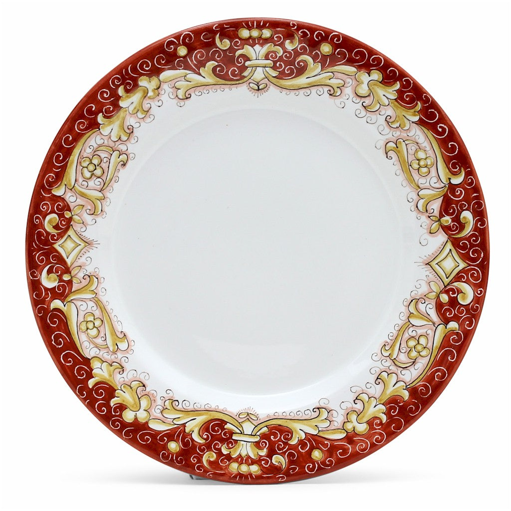 GIFT BOX: With Deruta Dinner Plate - DERUTA COLORI RED+GOLD design (4 Pcs)