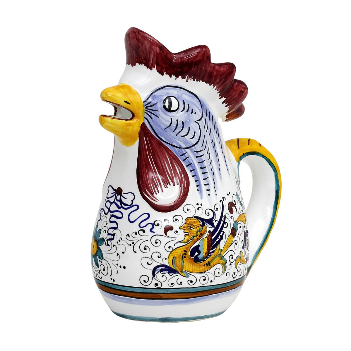 GIFT BOX CHRISTMAS: Green Gift Box with Deruta Raffaellesco Rooster of Fortune Pitcher