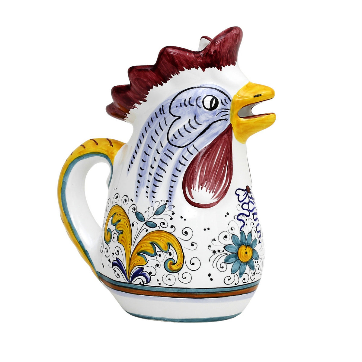 GIFT BOX: With authentic Deruta hand painted ceramic - Deruta Raffaellesco Gallo Pitcher (1 Liter)