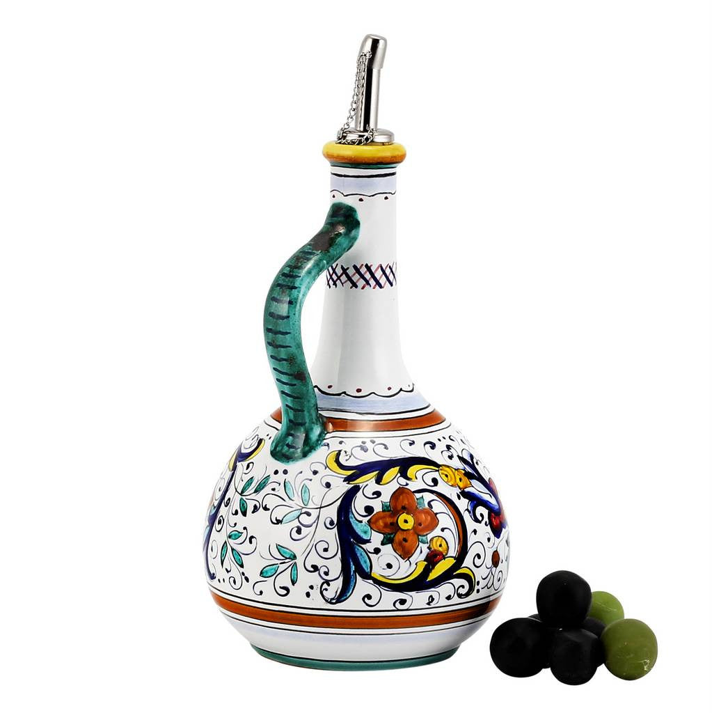 GIFT BOX: With authentic Deruta hand painted ceramic - Olive Oil Dispenser Ricco Deruta Design