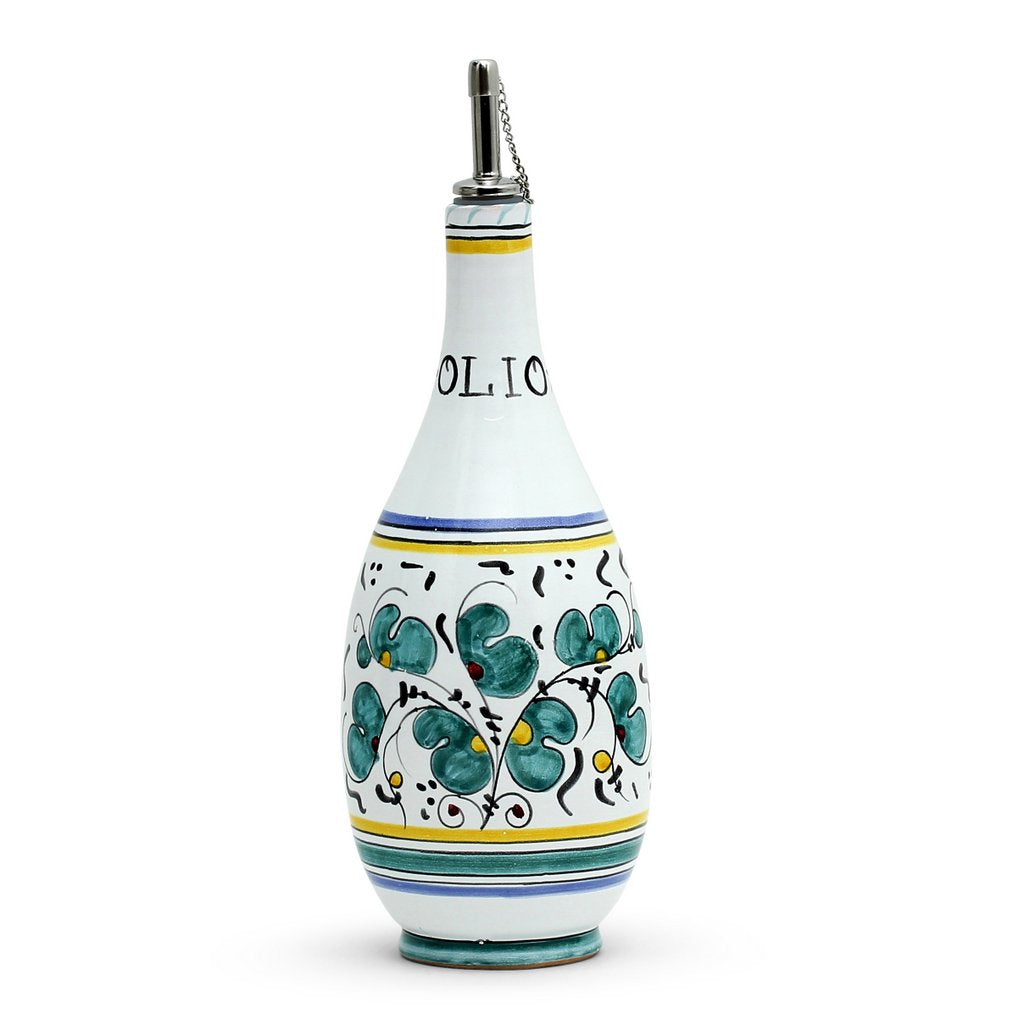 ORVIETO GREEN ROOSTER: Olive Oil Bottle Dispenser - artisticaitalian.com