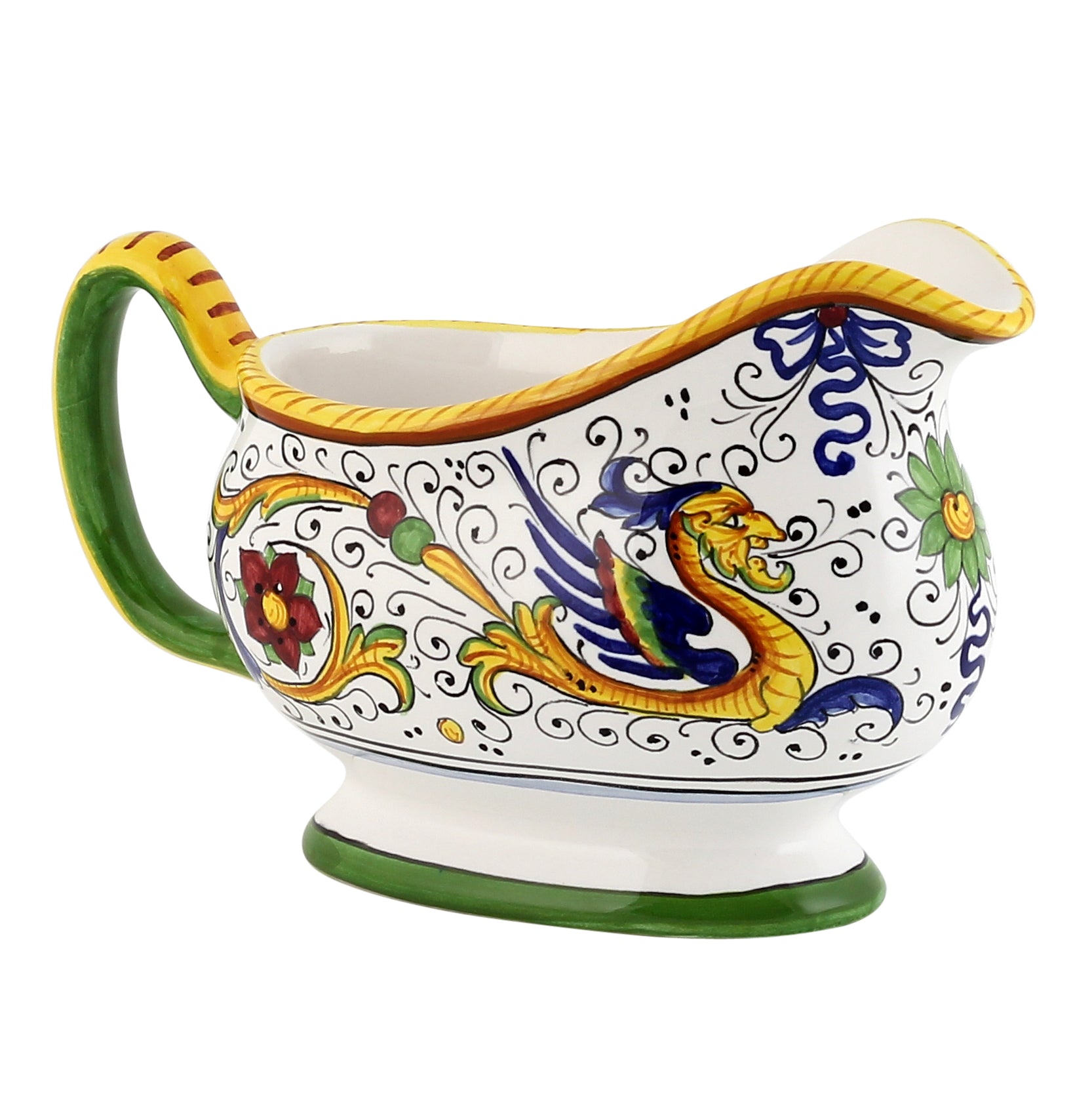 GIFT BOX: With authentic Deruta hand painted ceramic - Gravy Sauce Boat Raffaellesco Design