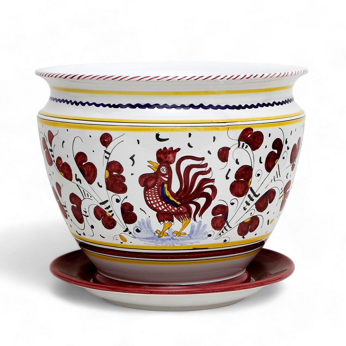 ORVIETO RED ROOSTER: Luxury Cachepot Planter Large