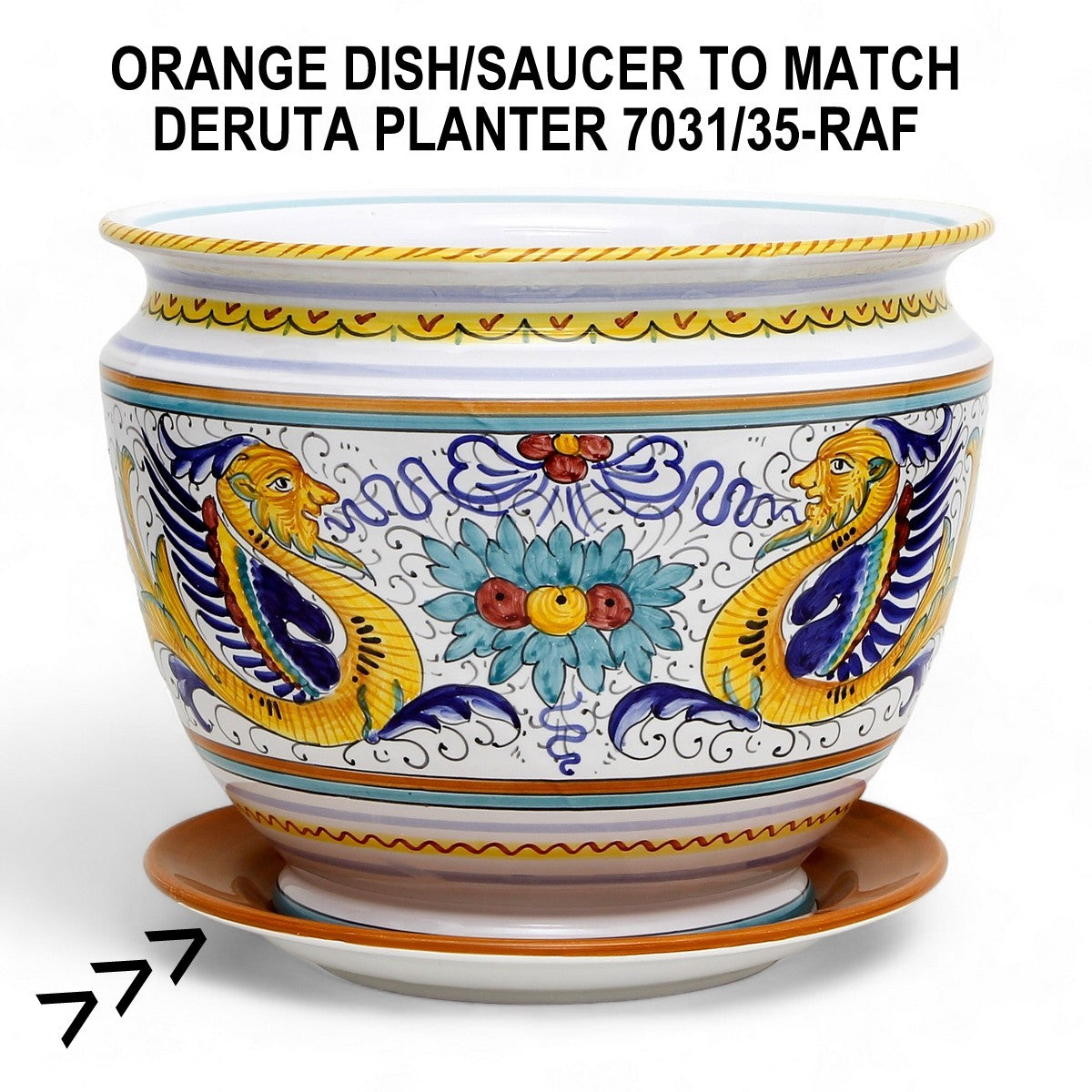 MONOCOLORE: Hand Painted Tray/Saucer for Large Deruta Planters (7031/35) ORANGE YELLOW