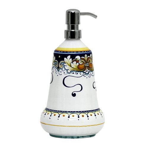 GIFT BOX: With authentic Deruta hand painted ceramic - Liquid Soap/Lotion Dispenser Foglie Design