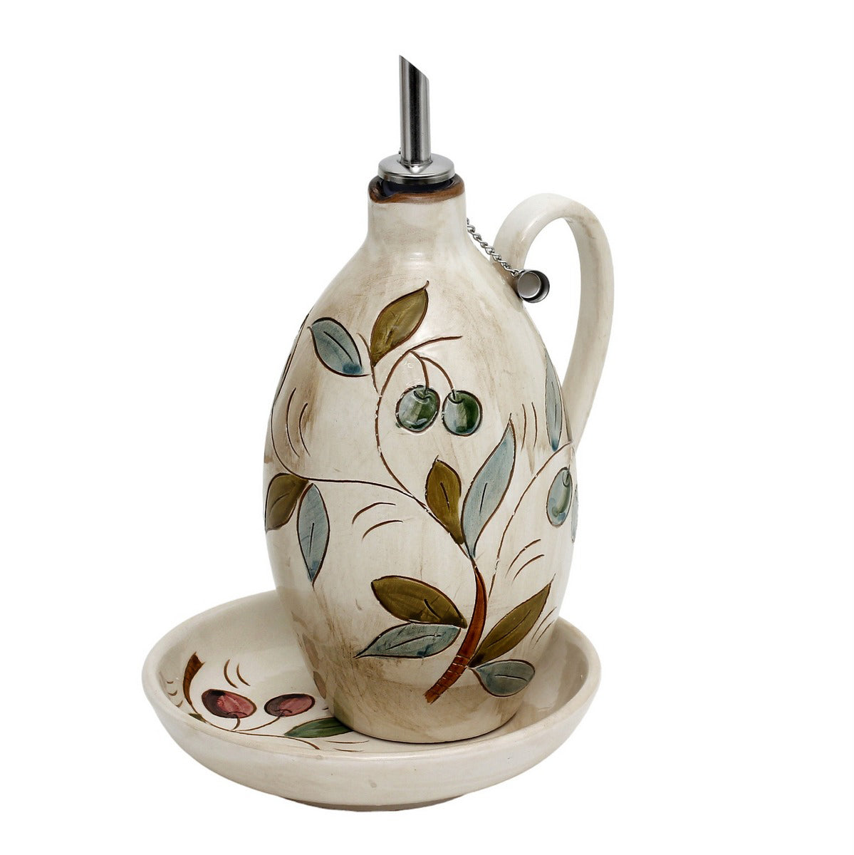 OLIVE COLORI: Olive Oil Bottle Dispenser + Saucer/Dipping Bowl