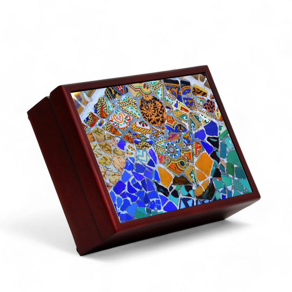 SUBLIMART: Wood Box  Lined large wood box with printed tile - Opera "Gaudi Inspiration"