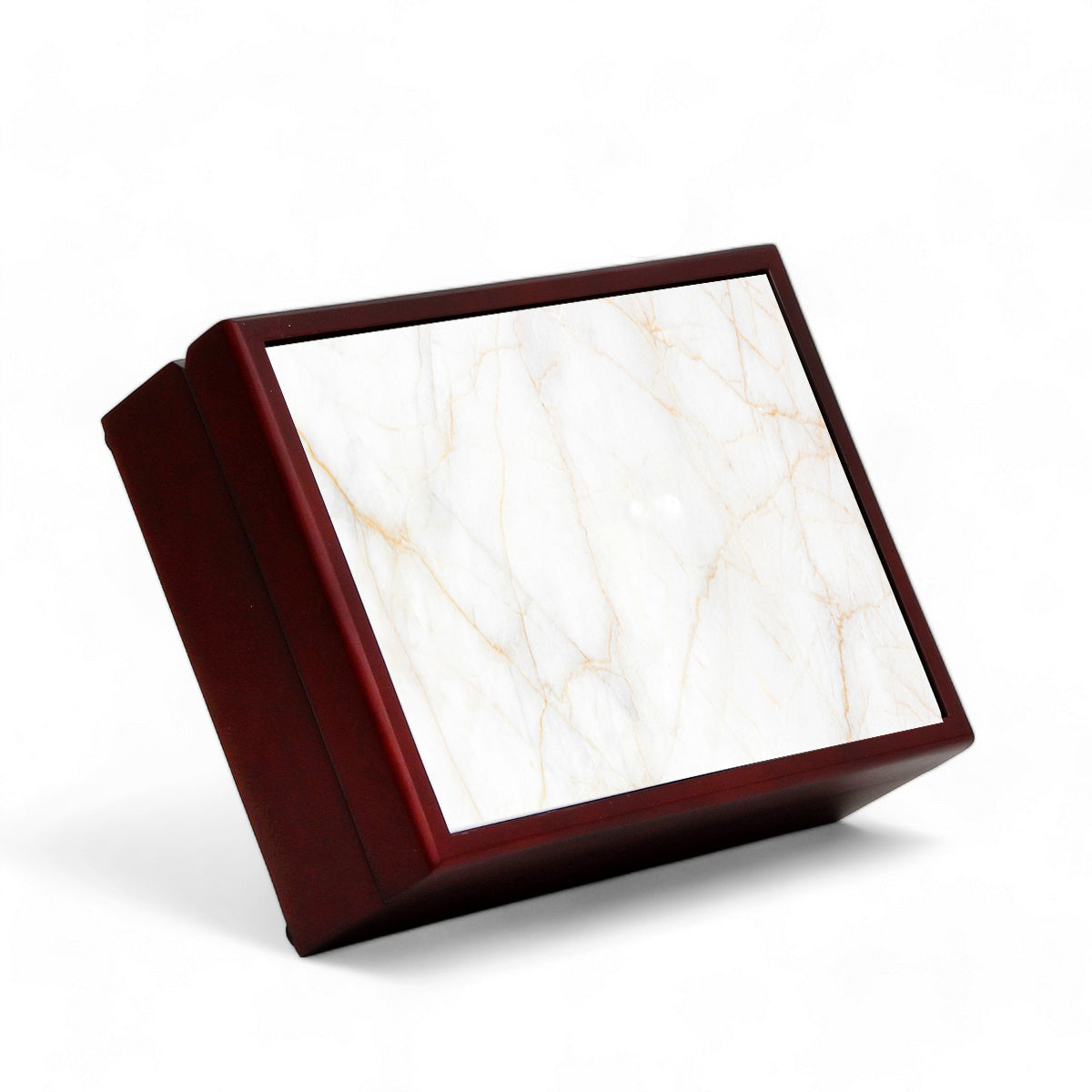 SUBLIMART: Wood Box  Lined large wood box with printed tile - Carara Gold Marble