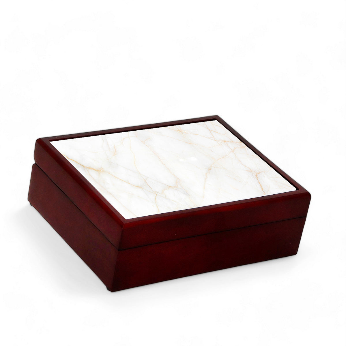 SUBLIMART: Wood Box  Lined large wood box with printed tile - Carara Gold Marble