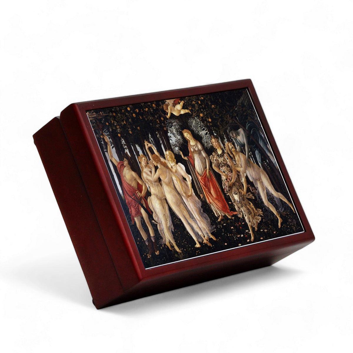 SUBLIMART: Wood Box  Lined large wood box with printed tile - Opera "Primavera" by Sandro Botticelli