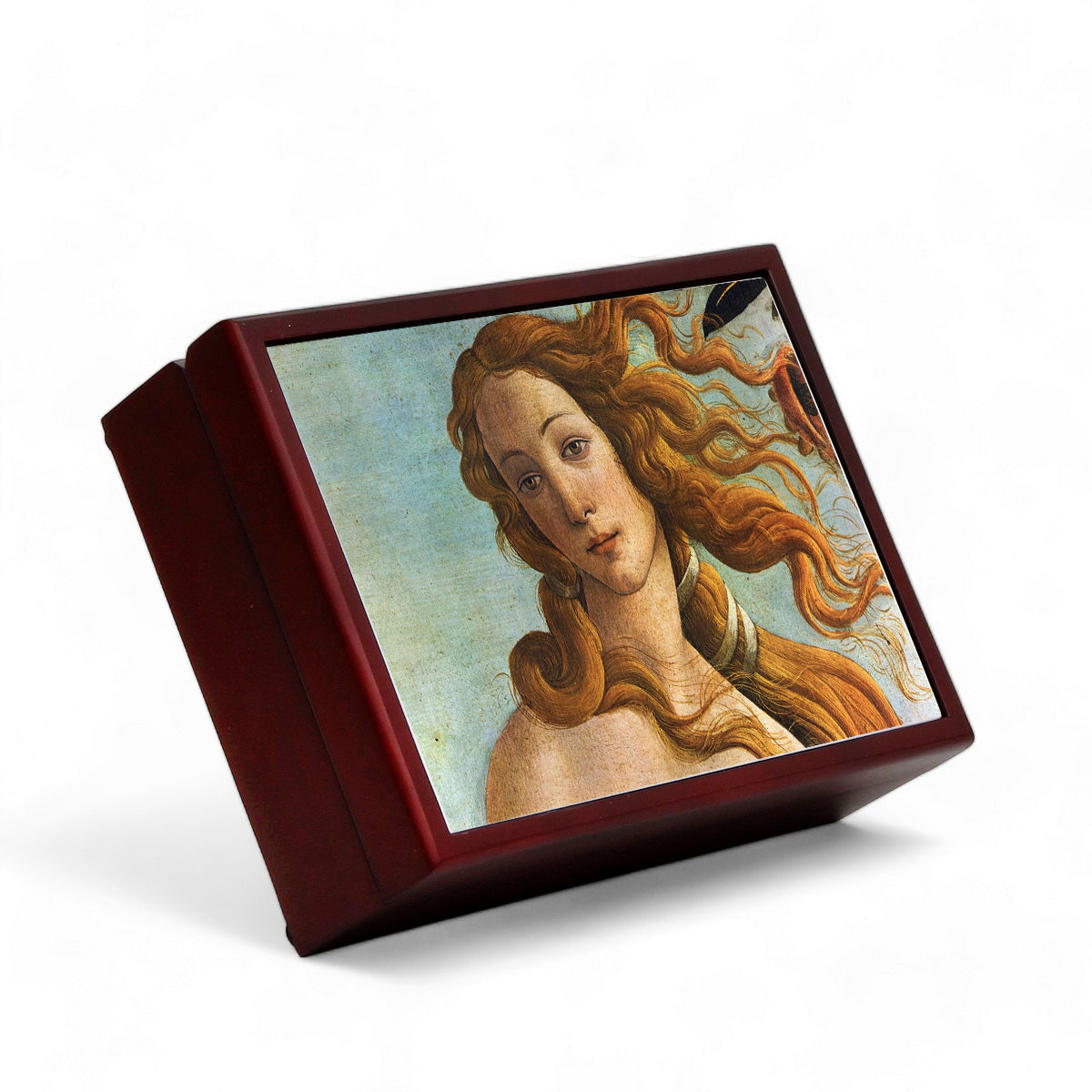 SUBLIMART: Wood Box  Lined large wood box with printed tile - Opera "The Birth of Venus Detail" by Sandro Botticelli