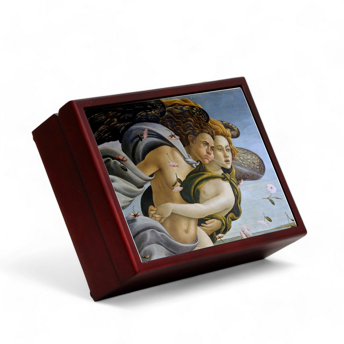 SUBLIMART: Wood Box  Lined large wood box with printed tile - Opera "The Birth of Venus Top Detail" by Sandro Botticelli