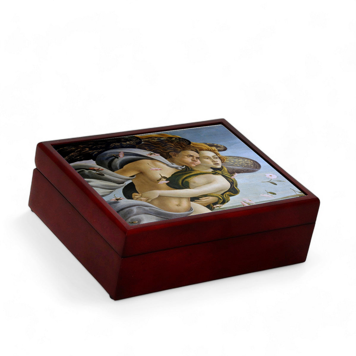 SUBLIMART: Wood Box  Lined large wood box with printed tile - Opera "The Birth of Venus Top Detail" by Sandro Botticelli