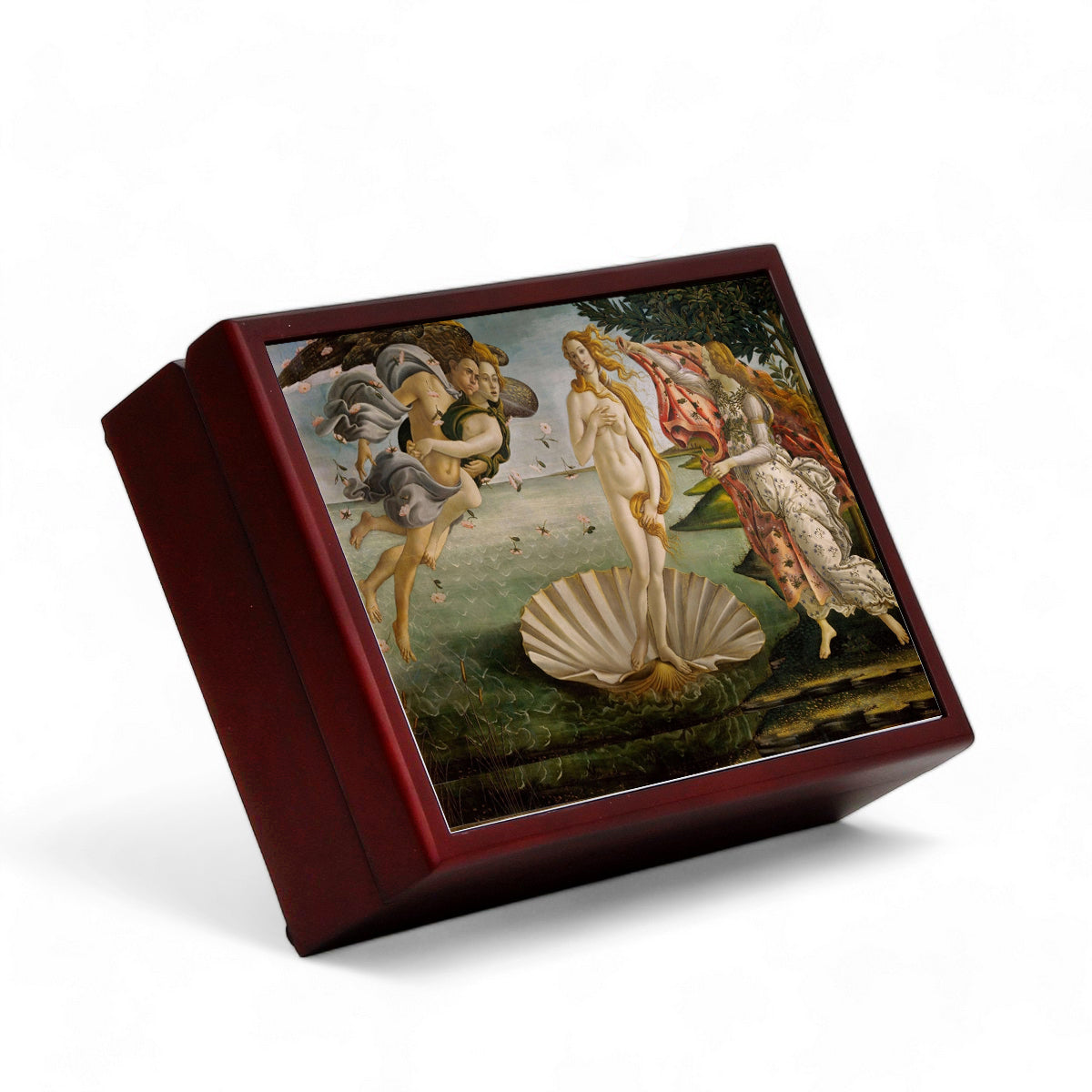 SUBLIMART: Wood Box  Lined large wood box with printed tile - Opera "The Birth of Venus" by Sandro Botticelli