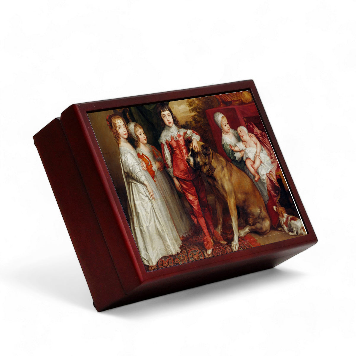 SUBLIMART: Wood Box  Lined large wood box with printed tile - Opera "Five Eldest Children of Charles I" by Anthony van Dyck