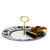 ORVIETO BLUE ROOSTER: Tid Bit Server Plate with Golden or Chrome Oval Metal Handle - artisticaitalian.com