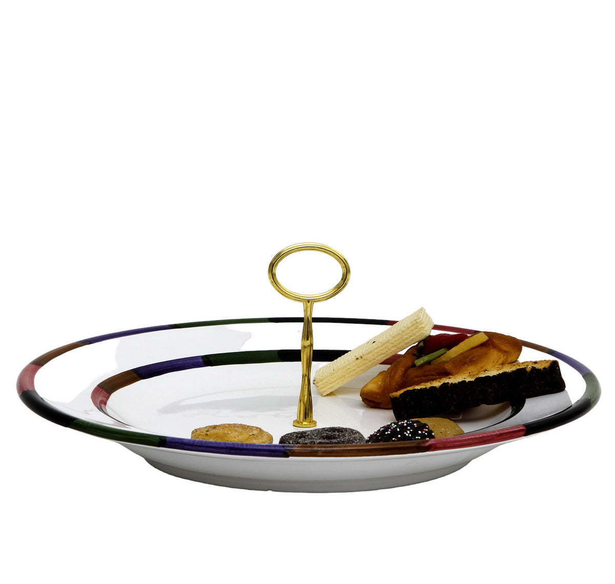 CIRCO: Tid Bit Server Large Plater with Golden or Chrome Oval Metal Handle - artisticaitalian.com