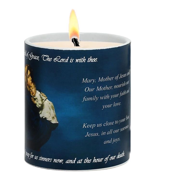 SUBLIMART: Prayer Candle - Porcelain Soy Wax Candle Mary and Child