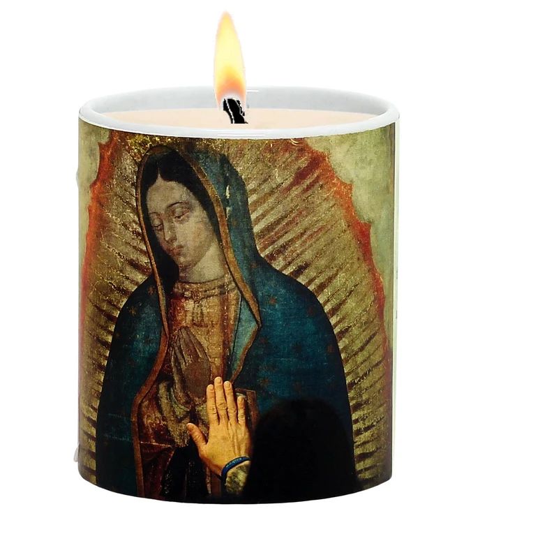 SUBLIMART: Prayer Candle - Porcelain Soy Wax Candle Our Lady of Guadalupe