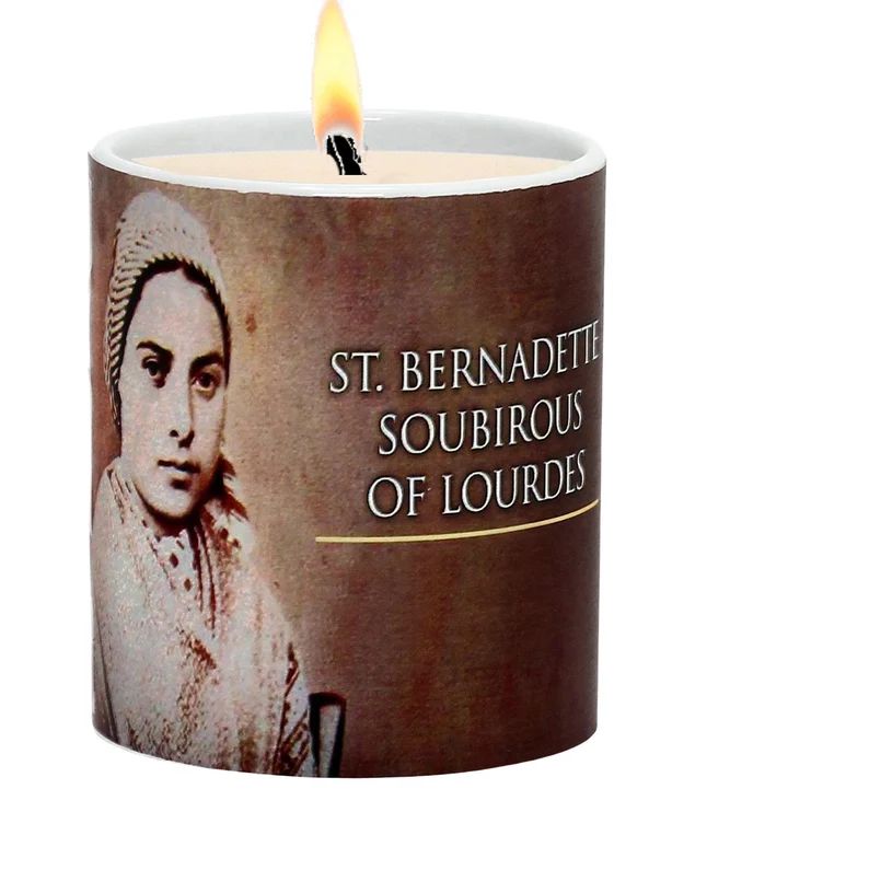 SUBLIMART: Prayer Candle - Porcelain Soy Wax Candle St. Bernadette of Lourdes