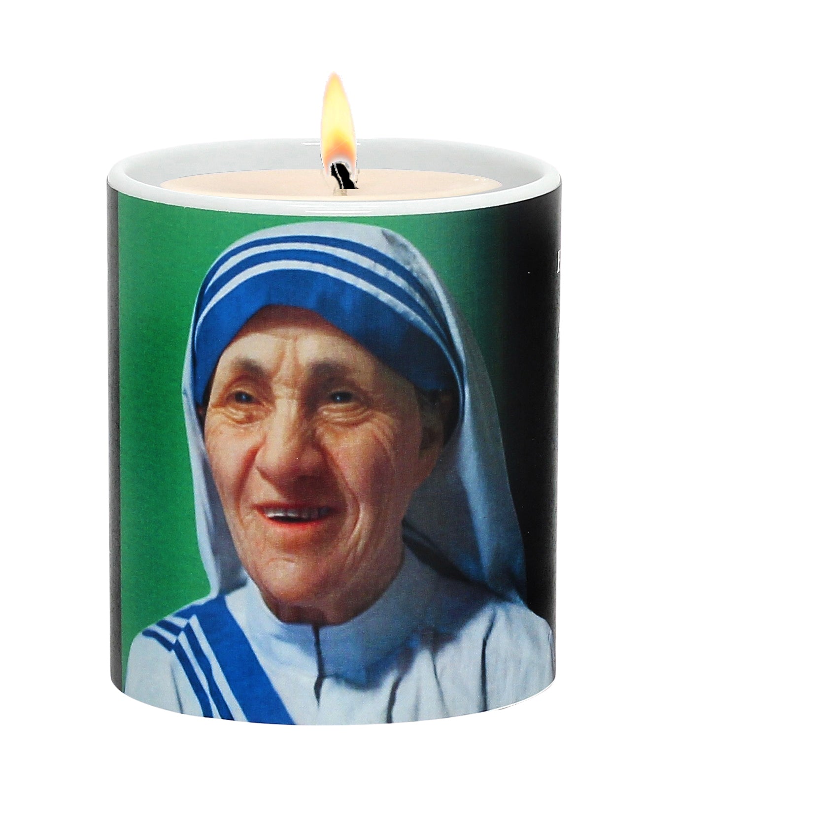 SUBLIMART: Prayer Candle - Porcelain Soy Wax Candle - Mother Theresa of Calcutta