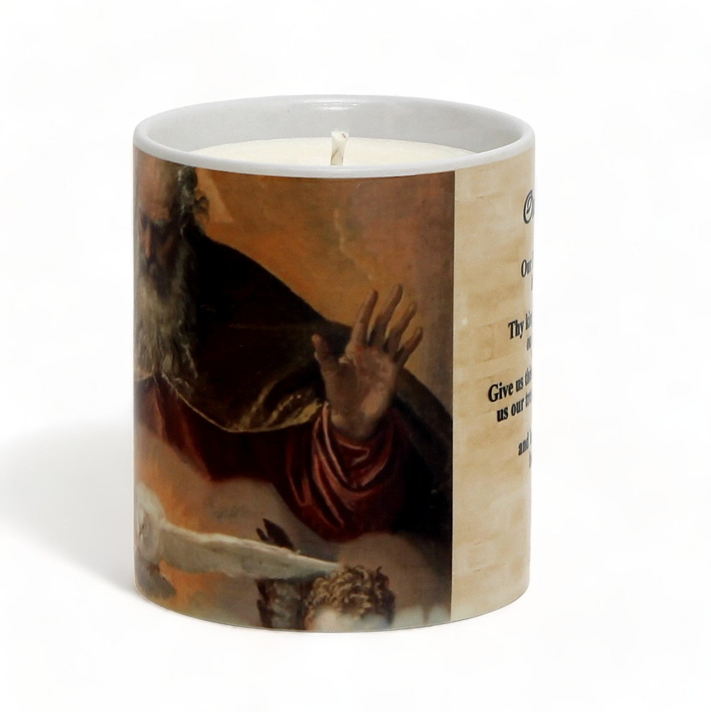 SUBLIMART: Prayer Candle - Porcelain Soy Wax Candle - Our Father Prayer