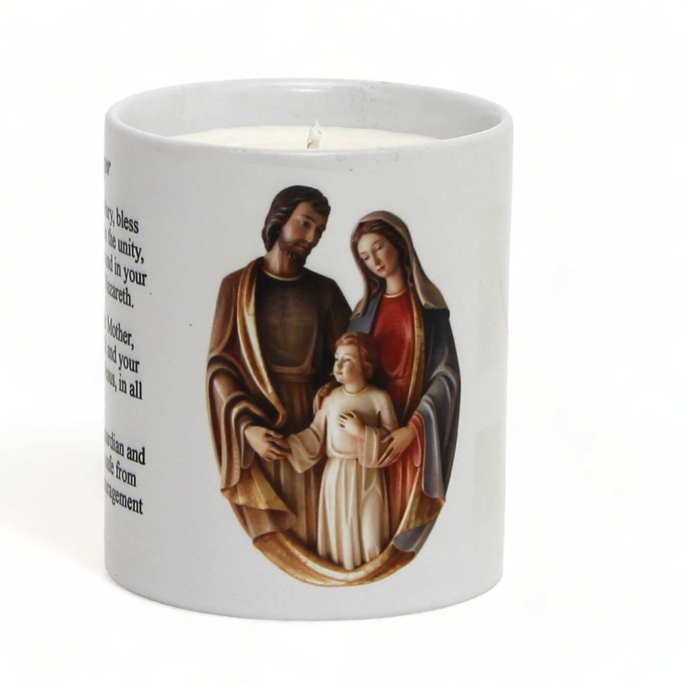 SUBLIMART: Prayer Candle - Porcelain Soy Wax Candle - Holy Family