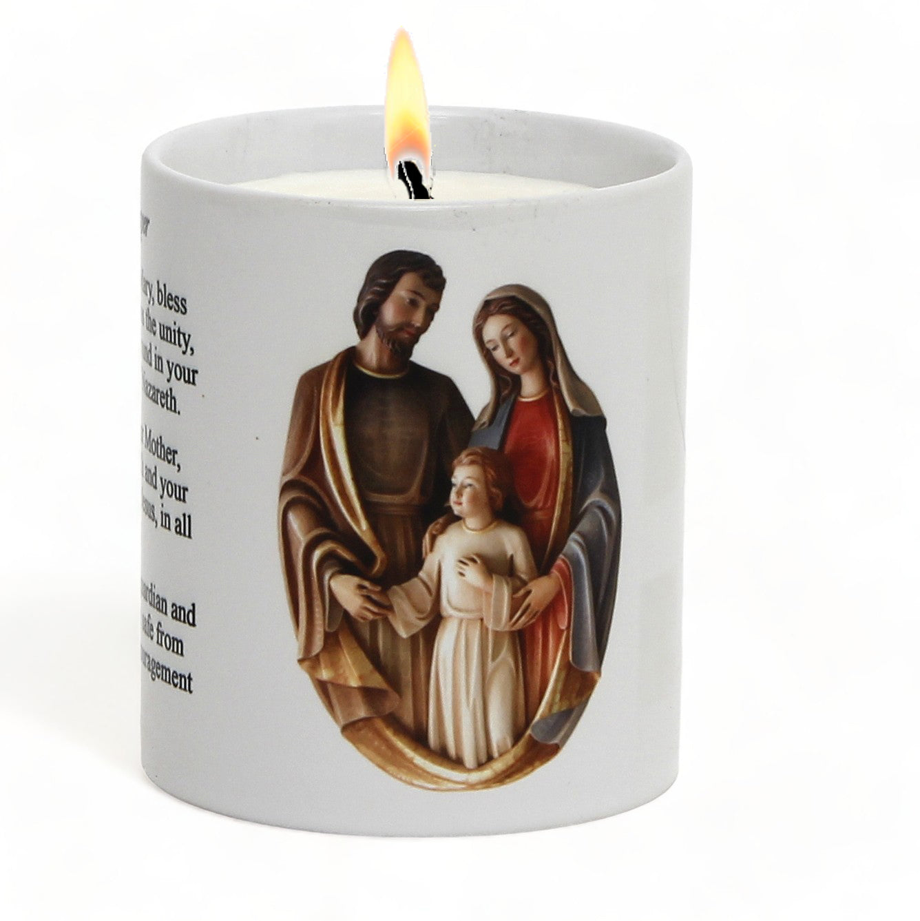 SUBLIMART: Prayer Candle - Porcelain Soy Wax Candle - Holy Family