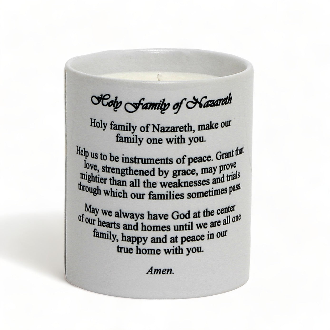 SUBLIMART: Prayer Candle - Porcelain Soy Wax Candle - Holy Family of Nazareth