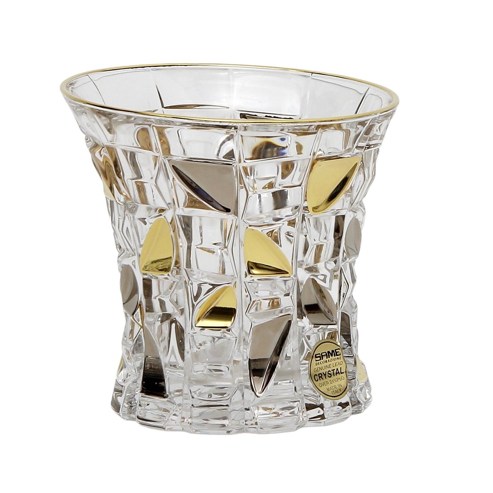 GIFT BOX With two Exquisite Italian Crystal Glass for Whiskey/Old Fashion featuring a 24 Carat Gold & Platinum Accents