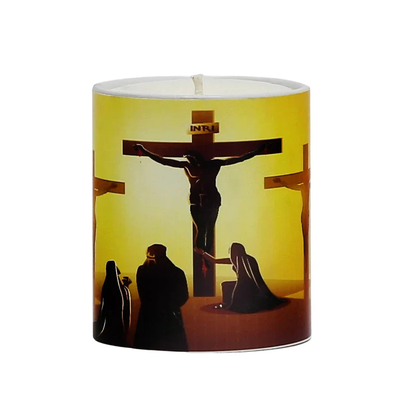 SUBLIMART: Prayer Candle - Porcelain Soy Wax Candle - The Easter Mount Calvary Prayer