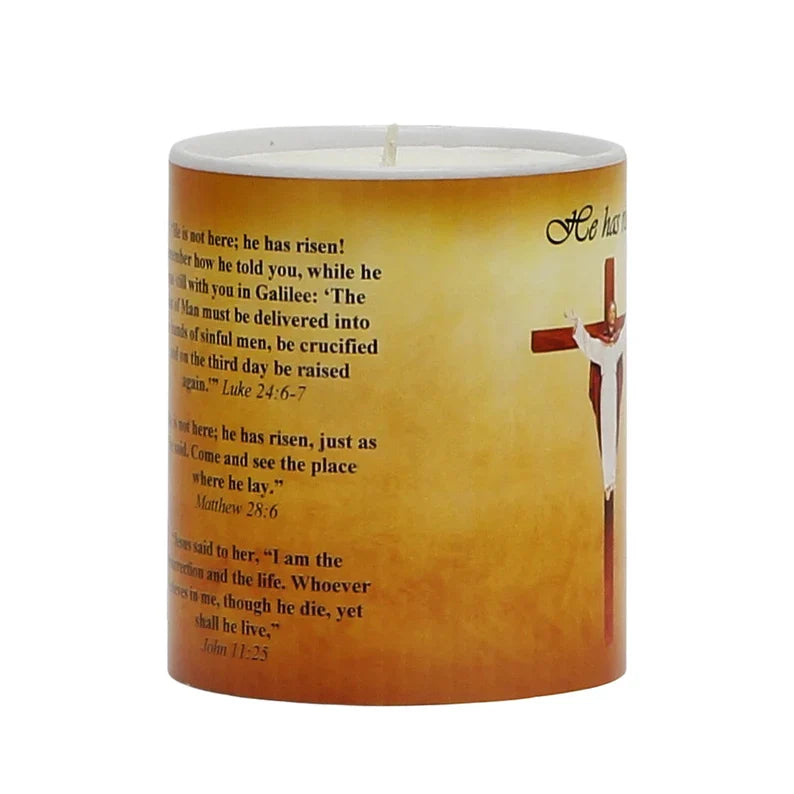 SUBLIMART: Prayer Candle - Porcelain Soy Wax Candle - The Easter Crucifix Prayer