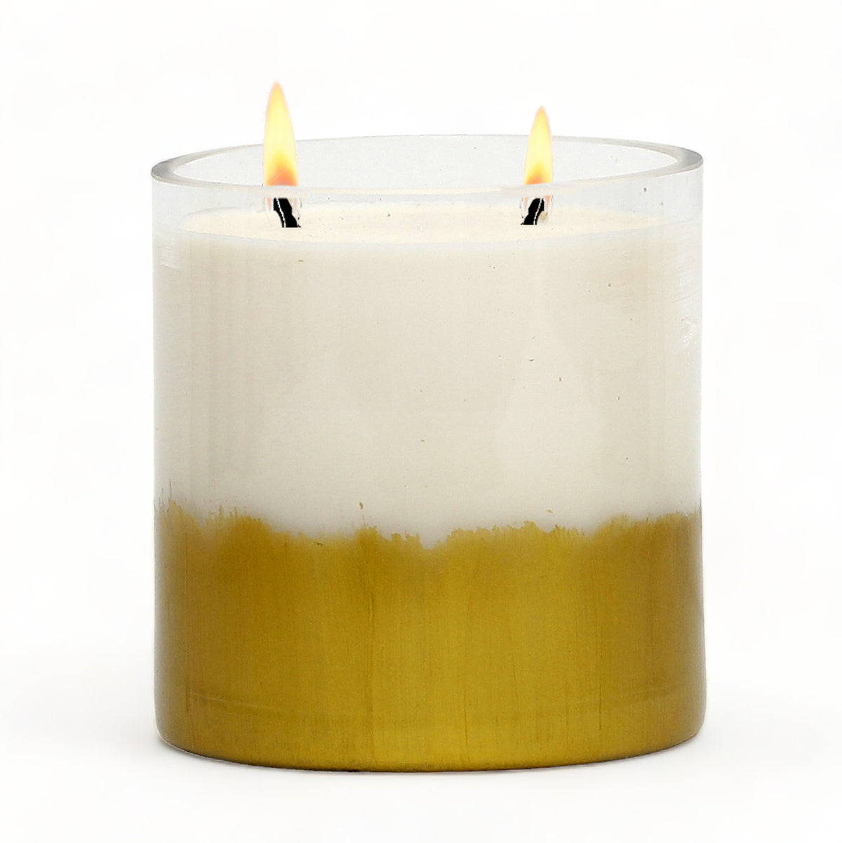 GILDED: Soy Wax Candle with hand painted gold accent. Large round thick glass container