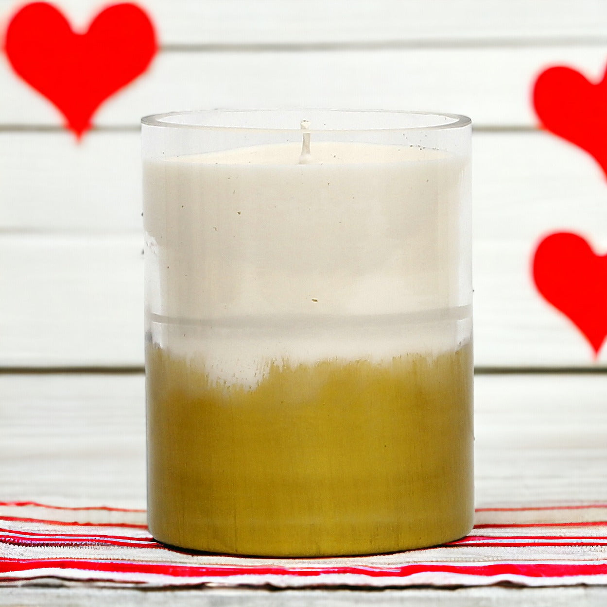 GILDED: Soy Wax Candle with hand painted gold accent. Medium round thick glass container