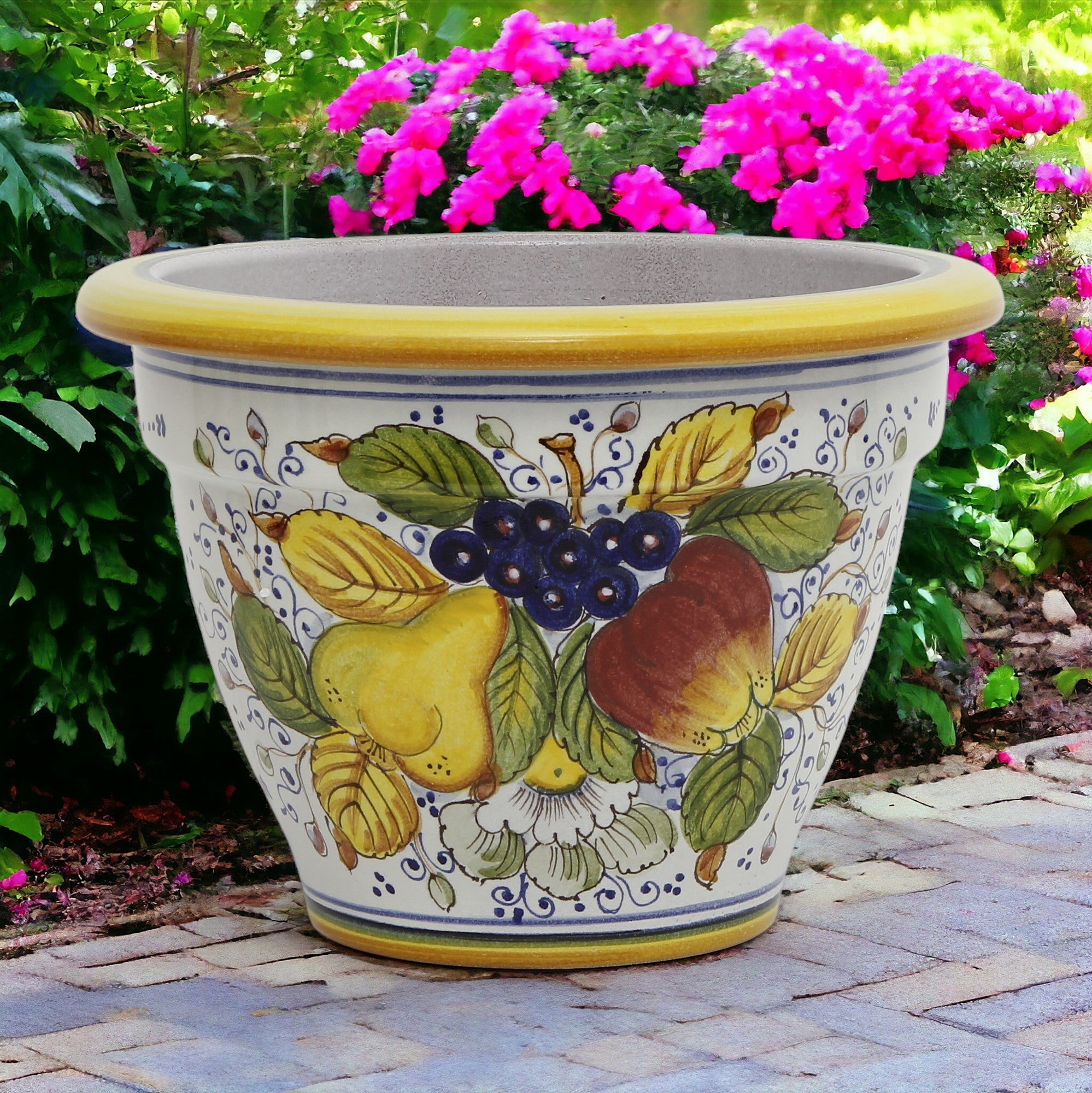 TOSCANA PLANTERS: Round Tuscan planter/vase 'Campana' - Strong Terracotta indoor/outdoor freeze resistant - FRUTTA Design