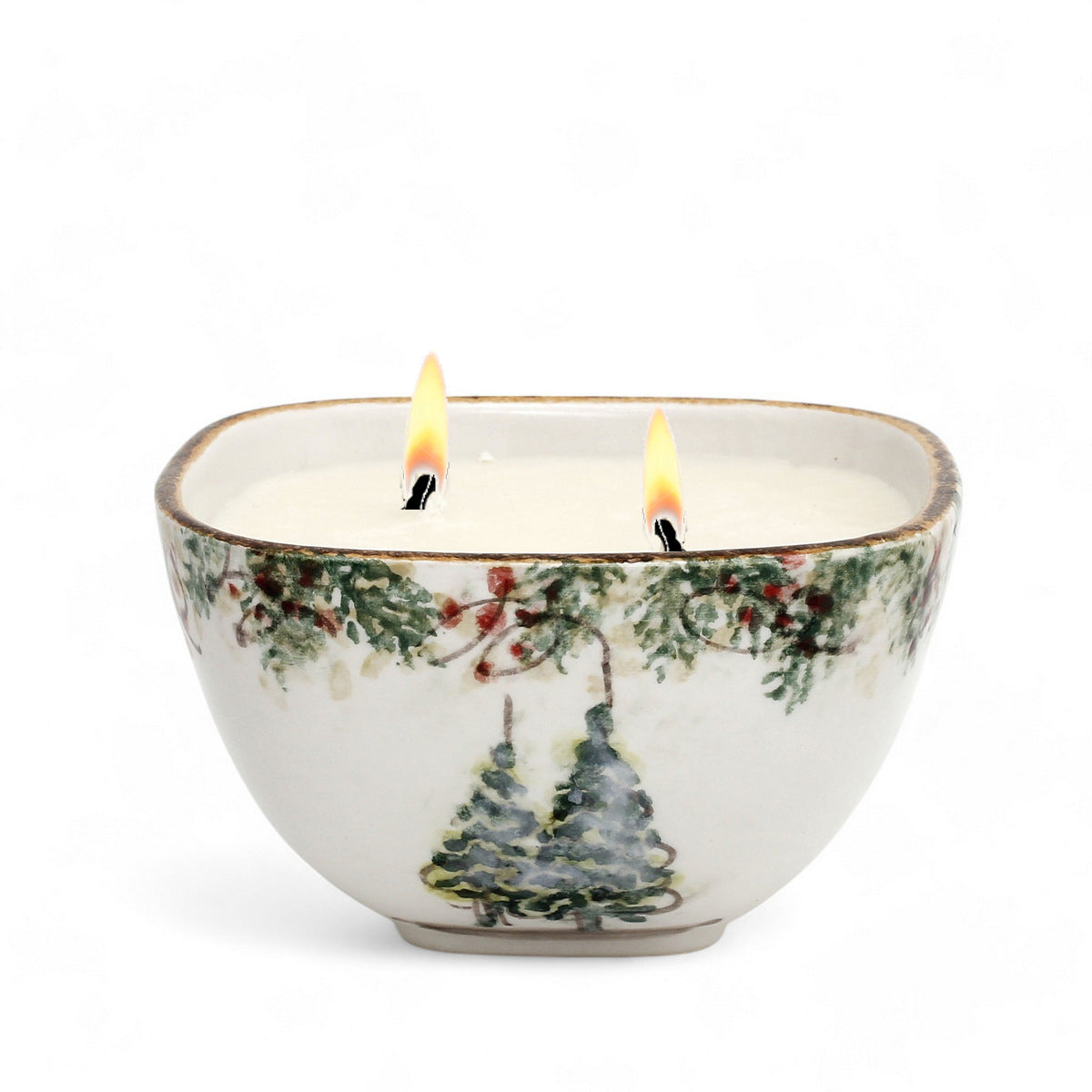 ARTE ITALICA: Natale Square Bowl Two Wicks Candle (16 Oz)