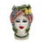 CALTAGIRONE: Sicilian Moorish Head Vase - Woman with Pink Turban + Lemons (Medium 11" H.)