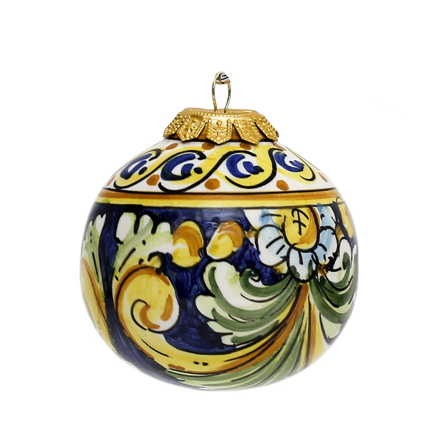 CHRISTMAS ORNAMENT: Caltagirone Round Ball (3.25" Ø) - BLUE