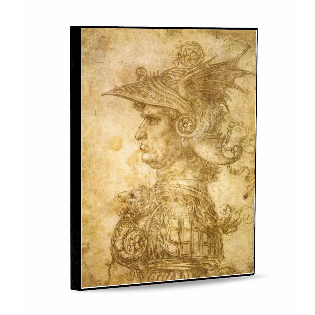 SUBLIMART: Affresco Panel Tile - Opera Profile of a Warrior in Helmet - by Leonardo Da Vinci