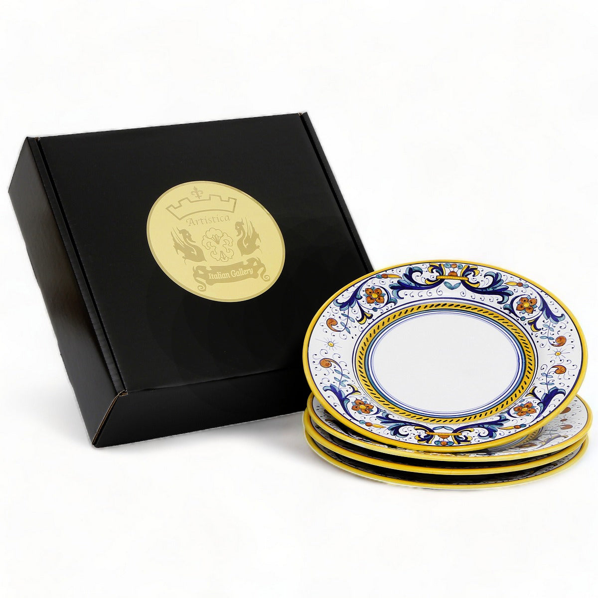 GIFT BOX: With Deruta Dinner Plate - RICCO DERUTA CLASSICO design (4 Pcs)