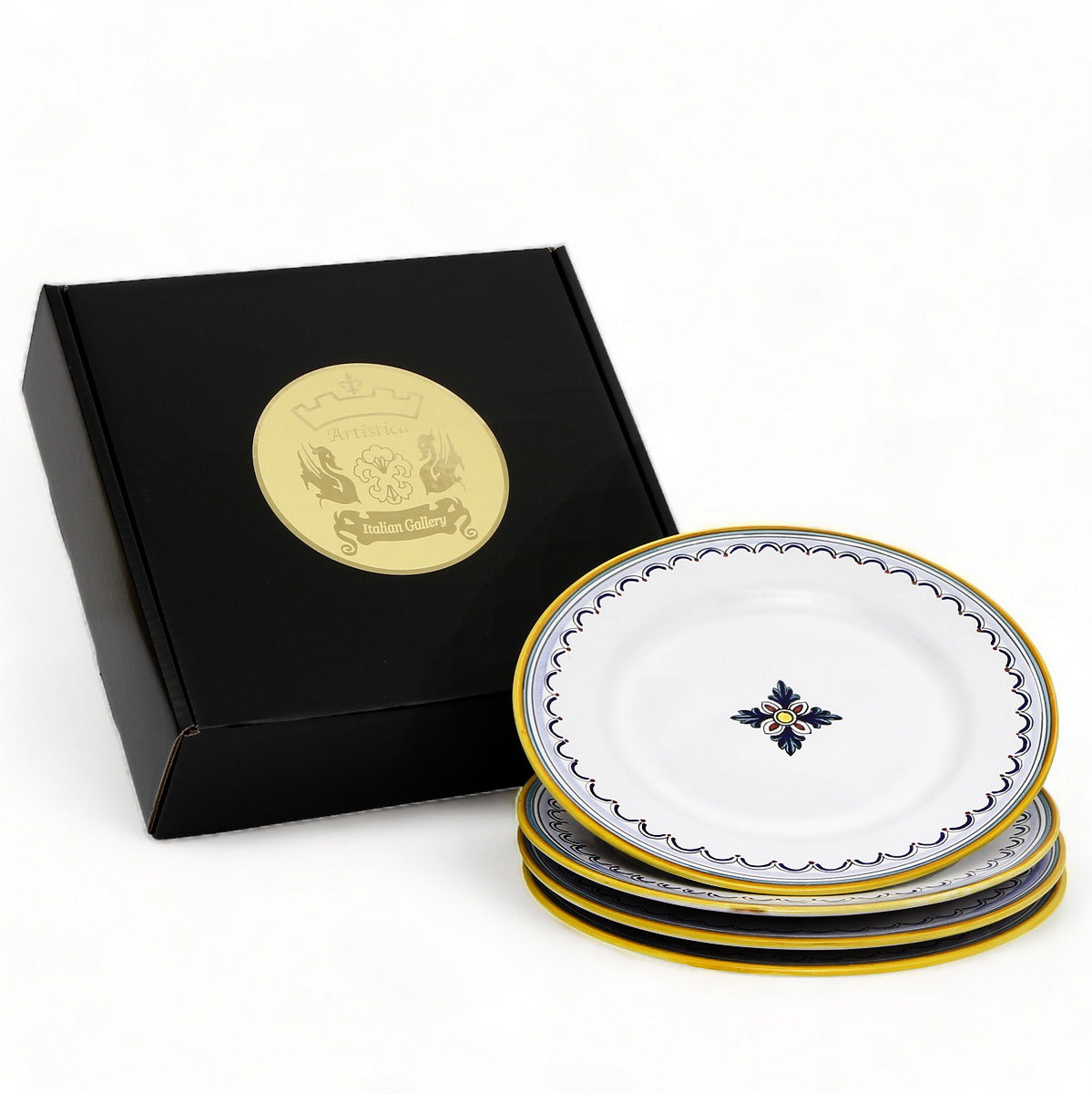 GIFT BOX: With Deruta Dinner Plate - RICCO DERUTA design (4 Pcs)