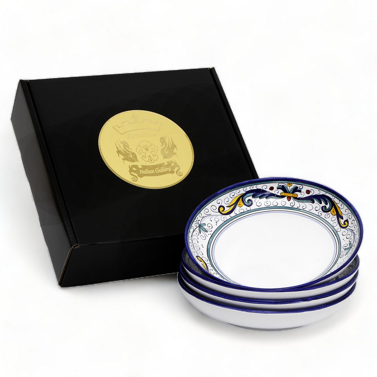 GIFT BOX: With Deruta Shallow Bowl - VECCHIA DERUTA design (4 Pcs)