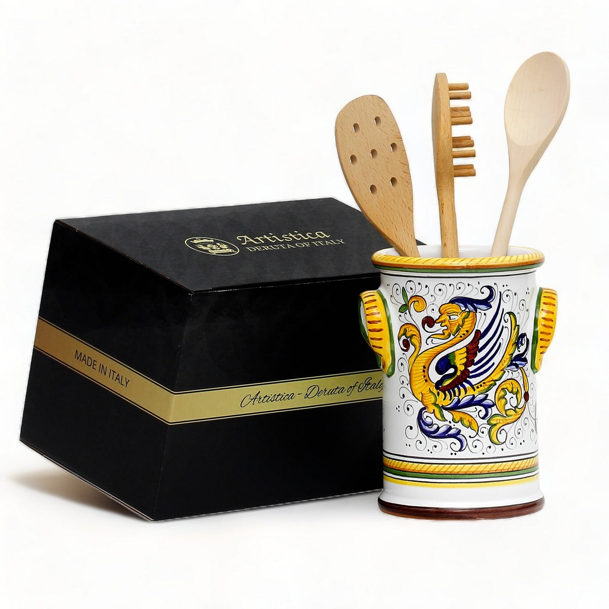 GIFT BOX: With authentic Deruta hand painted ceramic - RAFFAELLESCO: UTENSIL HOLDER