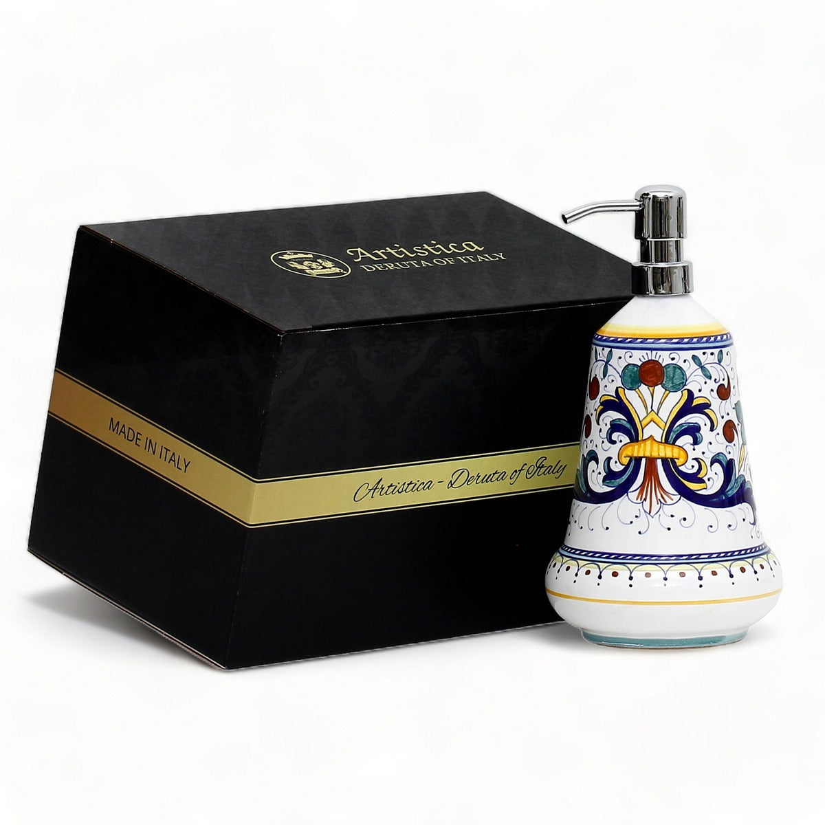 GIFT BOX: With authentic Deruta hand painted ceramic - Liquid Soap/Lotion Dispenser Ricco Deruta Design