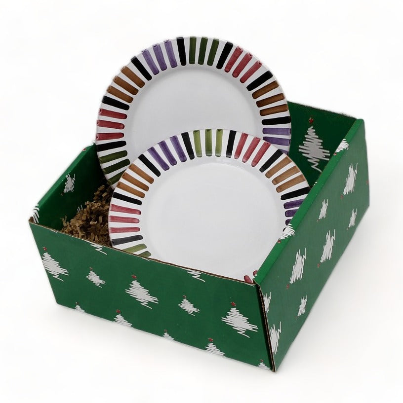 GIFT BOX CHRISTMAS: Green Gift Box with Deruta Bello Salad Plates (Set of 4 pcs)