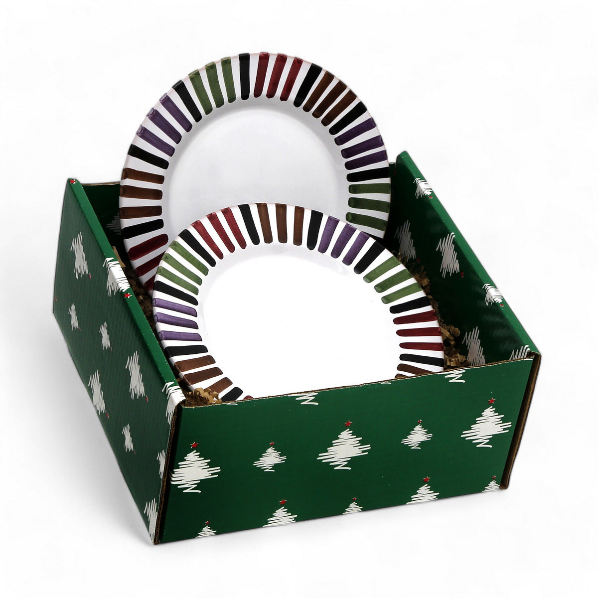 GIFT BOX CHRISTMAS: Green Gift Box with Deruta Bello Salad Plates (Set of 4 pcs)