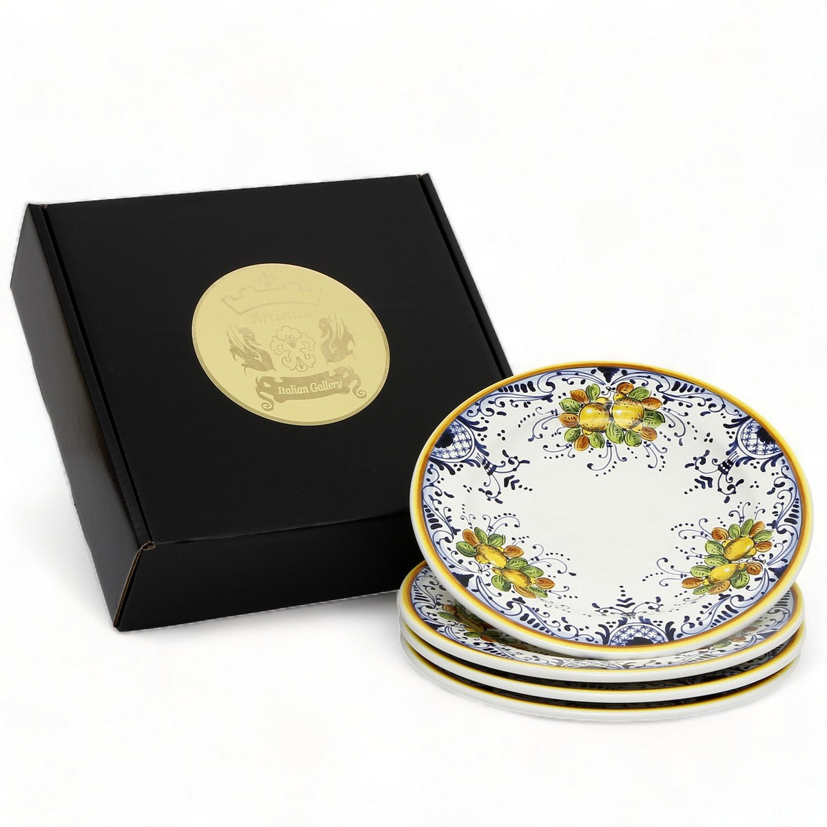 GIFT BOX: With Deruta Dinner Plate - LIMONCINI design (4 Pcs)