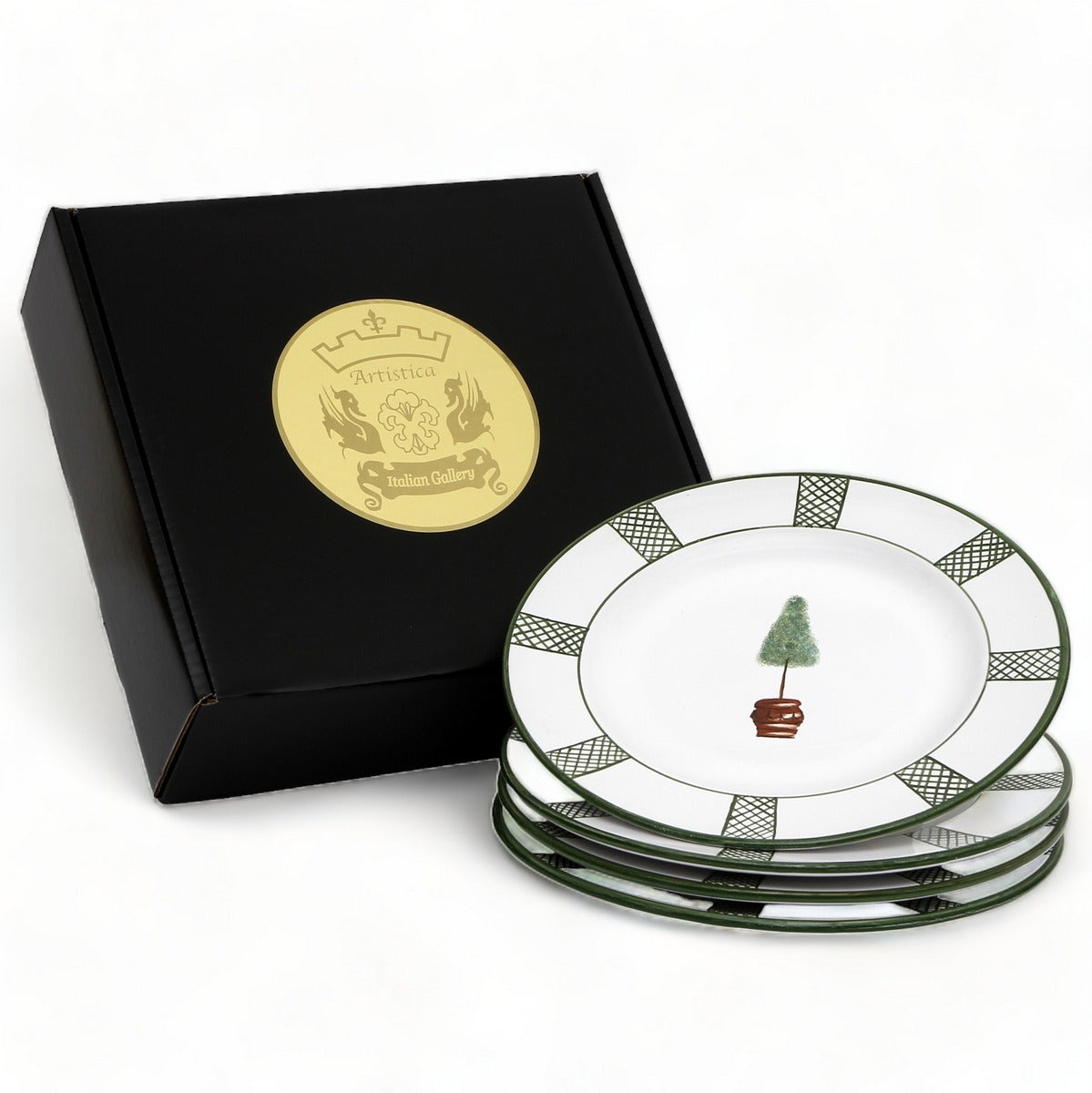 GIFT BOX: With Deruta Dinner Plate - GIARDINO design (4 Pcs)