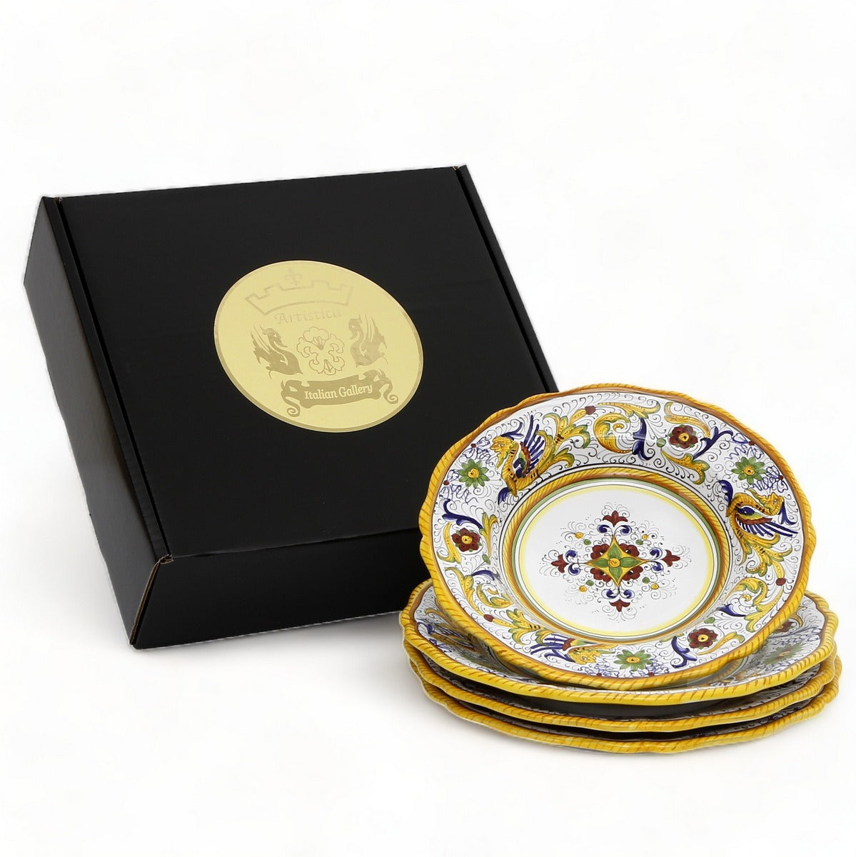 GIFT BOX: With Deruta Dinner Plate - RAFFAELLESCO design (4 Pcs)