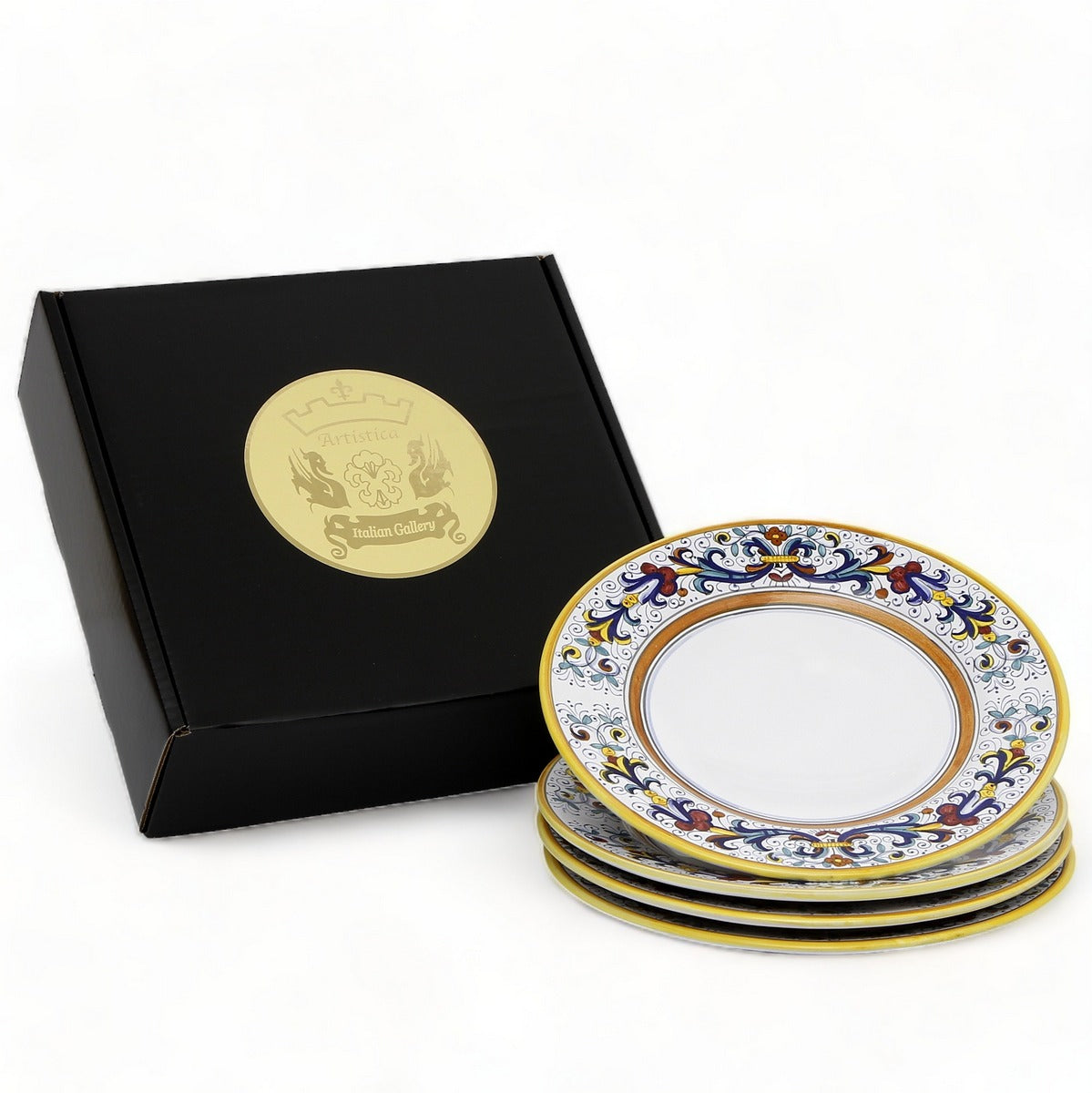 GIFT BOX: With Deruta Dinner Plate - RICCO DERUTA design (4 Pcs)